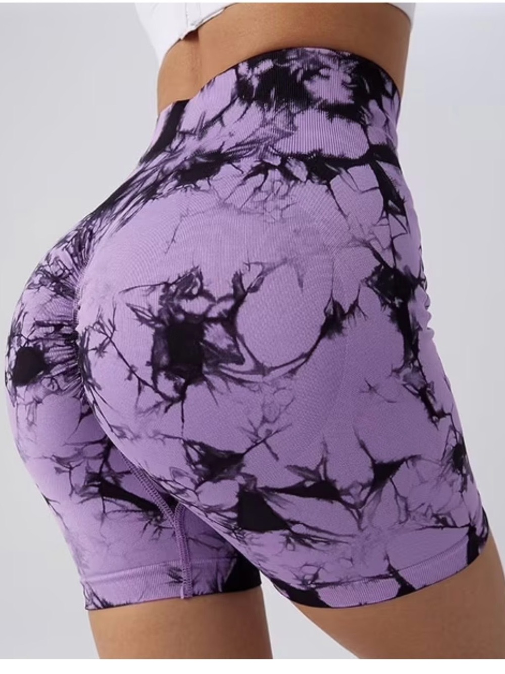 High-Waist Tie-Dye Purple Bike Shorts